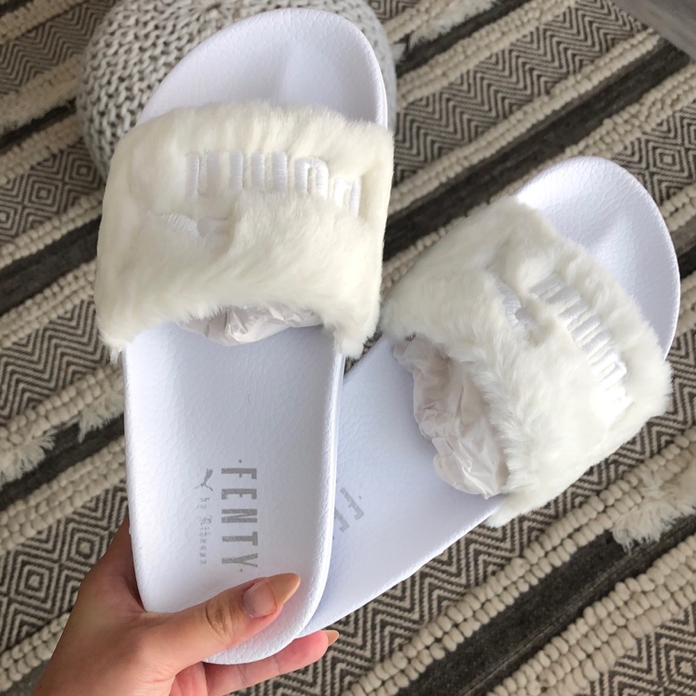 Brand new: White Fenty Slides